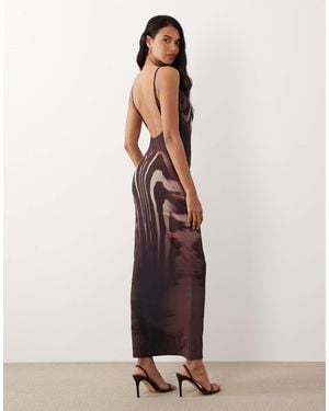 Murci Premium Sculpting Mesh Scoop Back Bodycon Maxi Dress - Blue