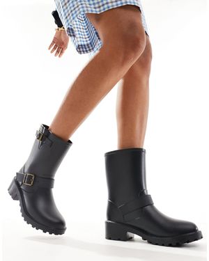 Glamorous Biker Wellies - White
