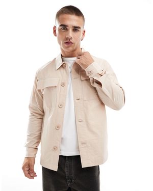 Brave Soul – leichte hemdjacke aus seersucker - Natur