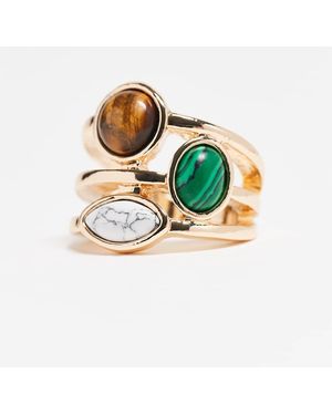 ASOS Anello A Fasce Multiple Dorato Con Pietre Sintetiche Semipreziose - Metallizzato
