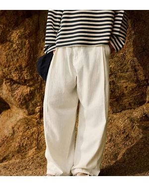 Bershka Super baggy Trousers Linen Blend - Brown