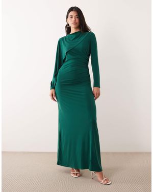 DASKA Robe longue près du corps à détail cape - émeraude - Vert