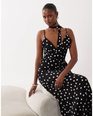 Vero Moda Cami Maxi Dress With Scarf Neck Detail - Black