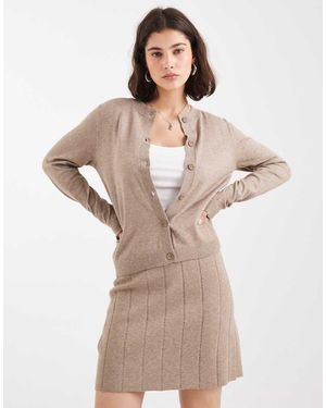 Object Cárdigan Marrón Topo Jaspeado De Punto Fino De (Parte De Un Conjunto)-Neutro