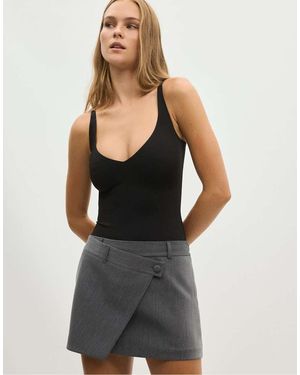 Stradivarius Skort Mini Incrociata Mélange - Nero