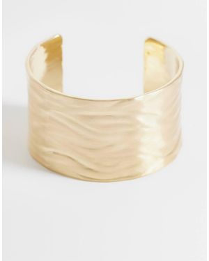 ASOS Large Cuff Bracelet With Textured Design - Natural