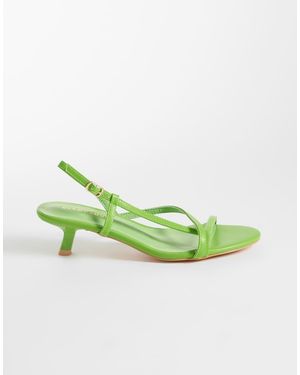 Glamorous Sandalias Verdes De Tacón Bajo Con Diseño De Tiras De