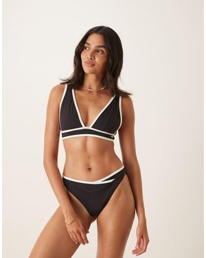 Tala Contrast Plunge Bikini Top - Black