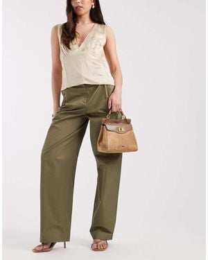 & Other Stories Cotton Wide Leg Trousers With Pleat Detail - Natural
