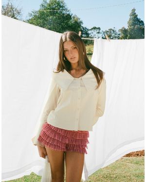 Princess Polly Biscotti Mesh Ruffle Mini Shorts - Green