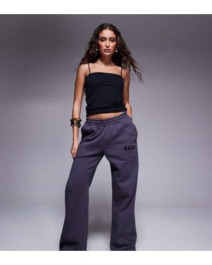 Kaiia Petite Embroidered Logo Wide Leg Trackies - Blue