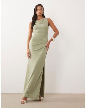 TFNC London Slinky Cowl Neck Maxi Dress - Green
