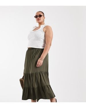 ONLY Tiered Midaxi Skirt - Green