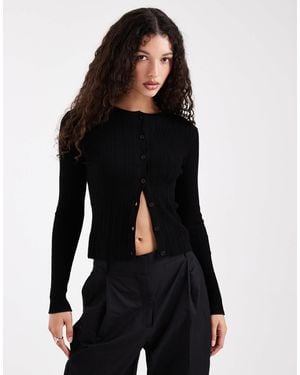 Collusion Fine Gauge Knitted Cardi - Black