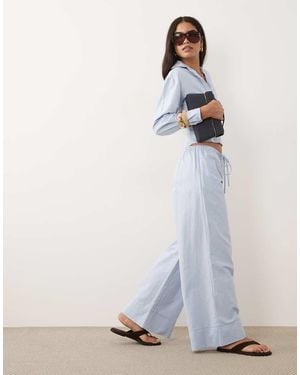 Missy Empire Cotton Rich Tie Waist Wide Leg Trousers Co-ord - White