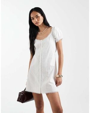 Cotton On Emma Babydoll Button Down Mini Dress - White