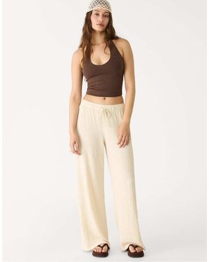 Stradivarius Textured Trousers - Natural
