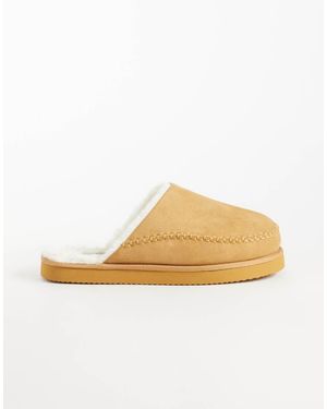 Jack & Jones Teddy Lined Slip-on Slippers - Natural