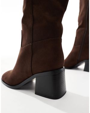 schuh Dot - bottes larges hauteur genou en suédine - marron