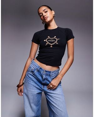 Juicy Couture – knapp geschnittenes t-shirt - Blau