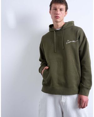 TOPMAN Oversized Fit Hoodie With Sorrow Embroidery - Green