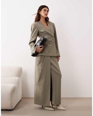 ARRANGE Draped Tailored Maxi Skirt - Natural
