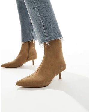 Stradivarius Suede Leather Heeled Boot - Blue