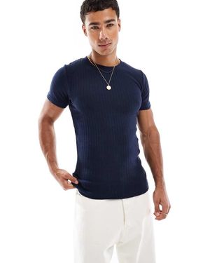 Jack & Jones T-Shirt Attillata A Coste - Blu