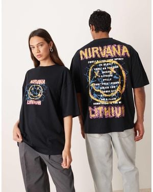 ASOS Nirvana Unisex Boxy Oversized T-shirt With Large Scale Prints - Black