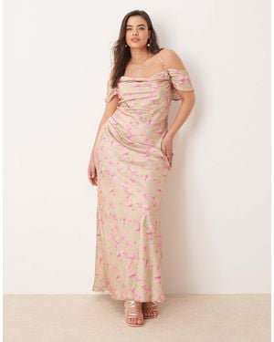 Pretty Lavish Curve Cold Shoulder Maxi Dress - Natural