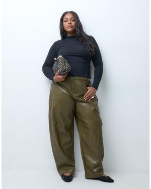 ASOS Curve maßgeschneiderte barrel-hose aus kunstleder - Grün