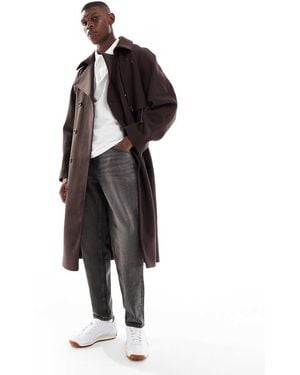 ASOS Wool Look Oversized Overcoat - Brown