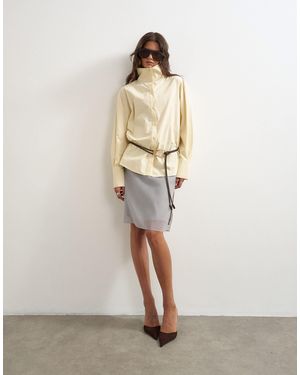 TOPSHOP Funnel Neck Shirt - Natural