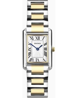 Sekonda Colette 22Mm Rectangular Two Tone Watch - Metallic