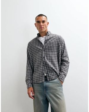Weekday Long Sleeve Flannel Shirt - Gray