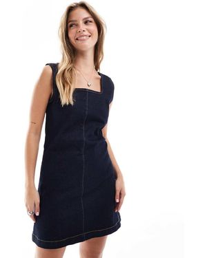 ASOS Denim Shift Dress With Belt - Blue