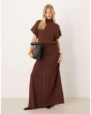 Mango Knitted Tiered Maxi Co-ord Skirt - Brown