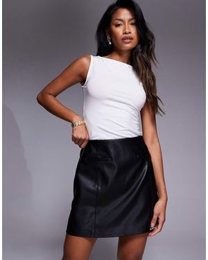 River Island Faux Leather Pocket Detail Mini Skirt - Black