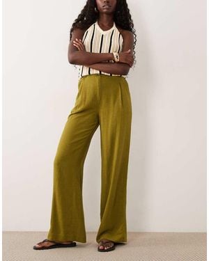 ASOS Ruimvallende Broek Van Linnenmix Met Rechte Pijpen - Naturel