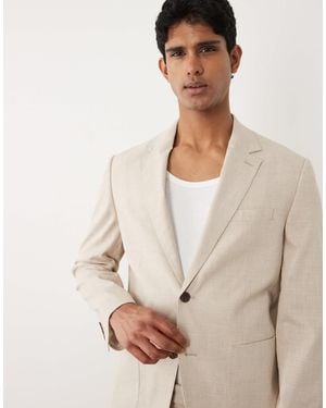 SELECTED – regular-fit-anzugjacke aus leinenmix - Natur