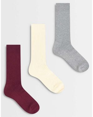 ARKET 3 Pack Ribbed Cotton Socks - White