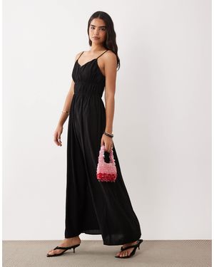 Vila Ruched Woven Cami Maxi Dress - White