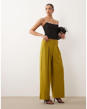 ASOS Slinky Twill Tailored Slouchy Wide Leg Pants - Green