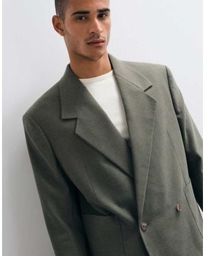 ASOS Boxy Wikkelcolbert Met Wol - Grijs