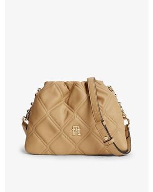 Tommy Hilfiger Quilted Chain Th Monogram Crossbody Bag - Natural