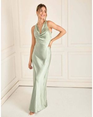 Six Stories Cowl Front Satin Bridesmaid Dress - Natural