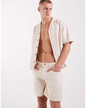 ASOS Mid Length Wide Leg Shorts - Natural