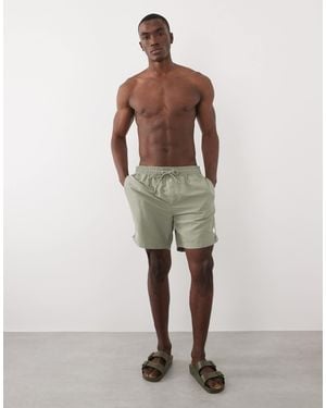 Threadbare Drawcord Waist Seersucker Swim Shorts - Natural