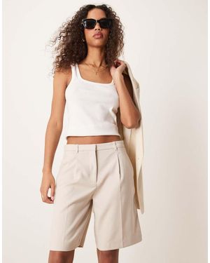 Abercrombie & Fitch Bermudashort Met Halfhoge Taille - Naturel