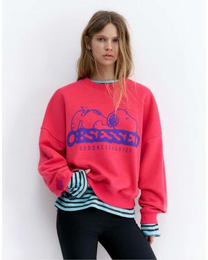 Pull&Bear Peanuts Snoopy Sweatshirt - Red